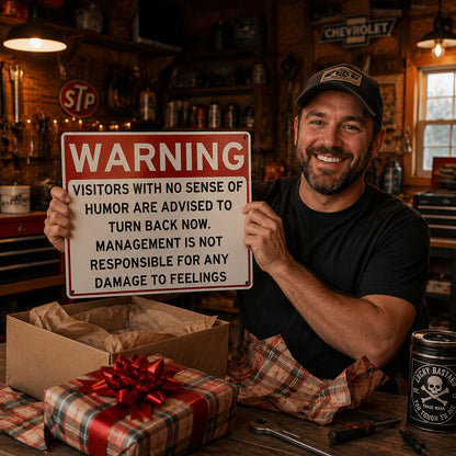 😂Warning: A Sense Of Humor Is Required Metal Sign