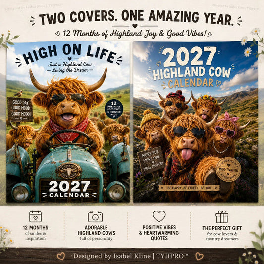 🐮2027 Funny Highland Cow Wall Calendar A4 Hanging Calendar