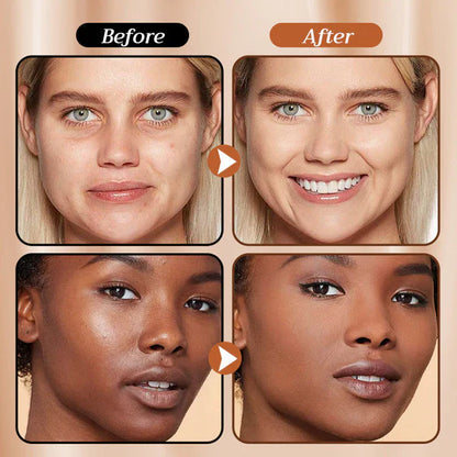 Omedelbart döljande foundation med inbyggd borste