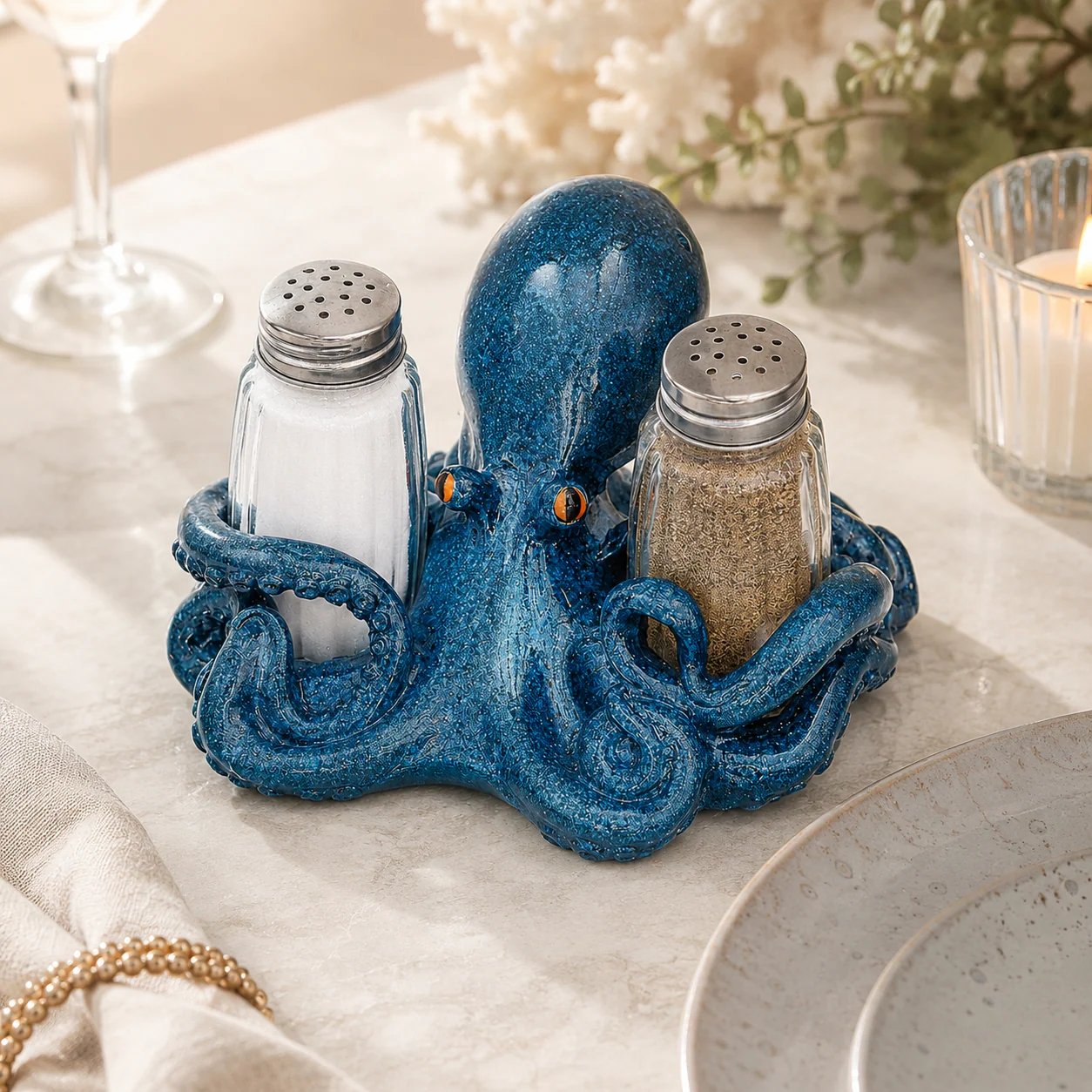 🐬Coastal Animal Salt & Pepper Shaker Holder Set