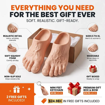 😂 Realistic Barefoot Slippers – Funny Giant Toe Slides, Hilarious Prank Gift 👣
