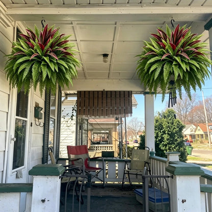 🌿 UV-resistant artificial ferns & red dragon trees – Full, lush, and colorfast!