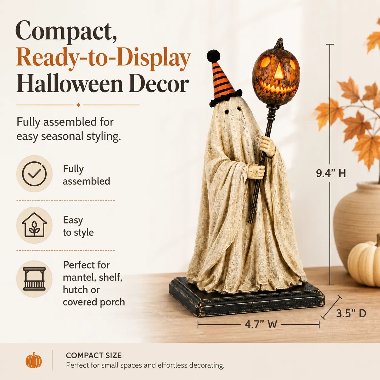 👻Lighted Vintage Ghost Figurine with Glowing Pumpkin Staff-🔥Buy 2 Get Free Shipping