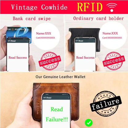Men’s Genuine Leather RFID-Blocking Wallet | Ultra-Slim Cowhide Wallet with Multiple Card Slots