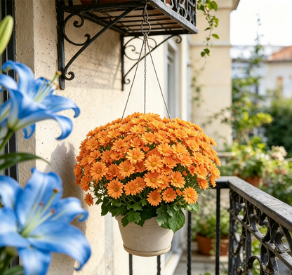 🌼- Artificial Outdoor Sunset Mums Flowers - UV resistant, Waterproof, Windproof