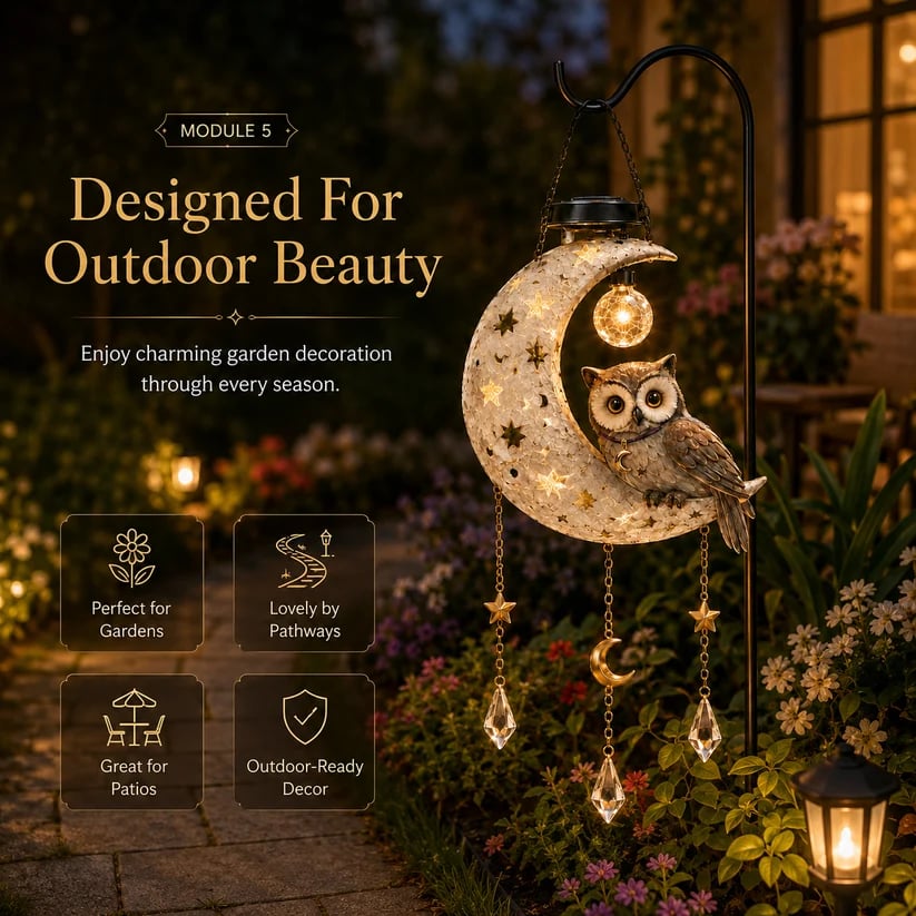 🦉🌙Solar Owl Moon Garden Light