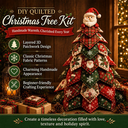 🎄🧵DIY Quilted Christmas Tree Kit – Handmade Fabric Holiday Tabletop Tree Decor