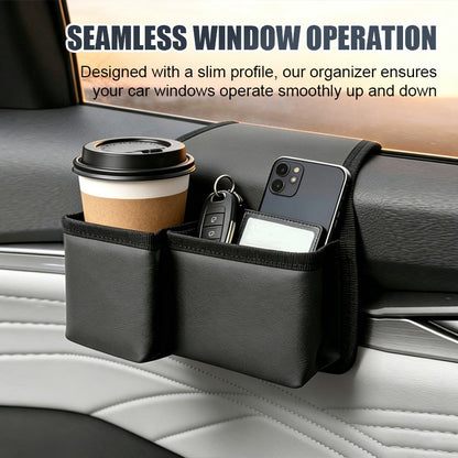 Car Side Door Storage Bag, Multi-functional Phone Key Holder, Foldable Cup Holder, Car Window Hanging Pouch