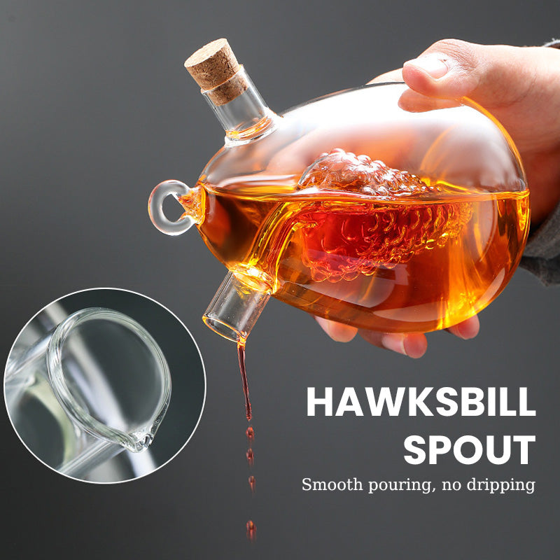 🌟 Dubbelskiktad Svävande Glas Olje-flaska – Gör matlagningen vackrare och njut av varje droppe krydda! 🍶✨