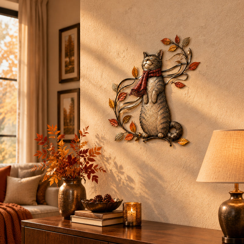 🍁Autumn Cat Metal Wall Decor🐱