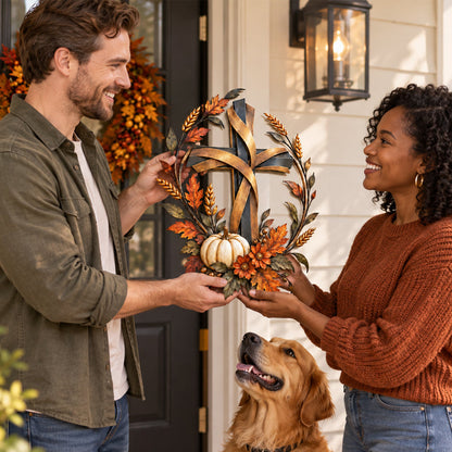 🍂✝️ Autumn Cross – Fall Harvest Wall Decor