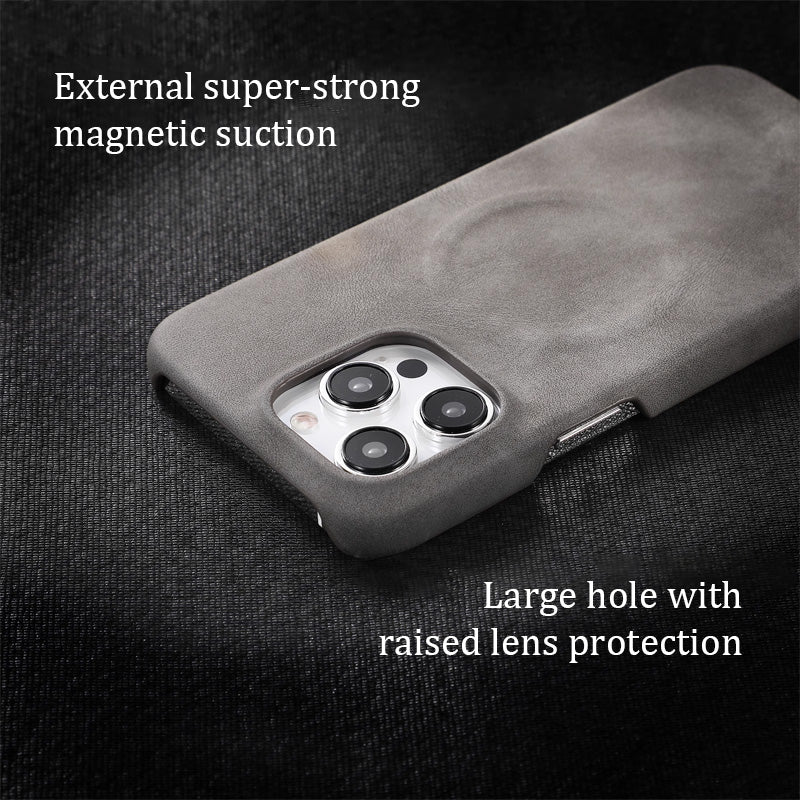 Hudvänligt Magnetiskt Telefonfodral I Halvpack Av Lammskinn