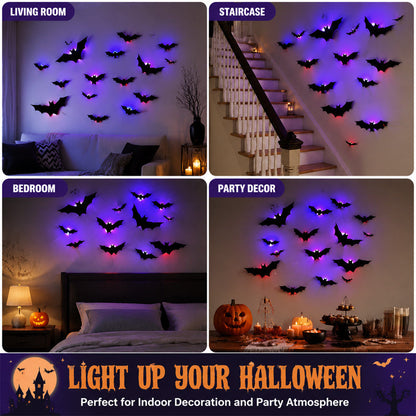 🦇 Halloween 3D Lighted Bats