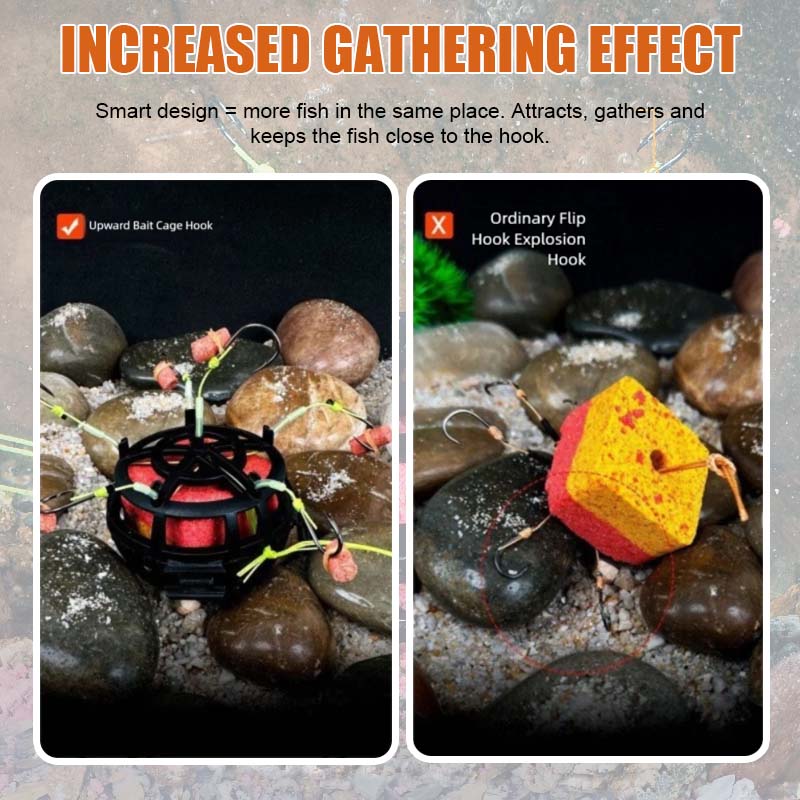 Bur med inverterad botten och uppåtriktad betesbur Krok