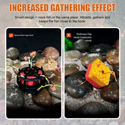 Bur med inverterad botten och uppåtriktad betesbur Krok