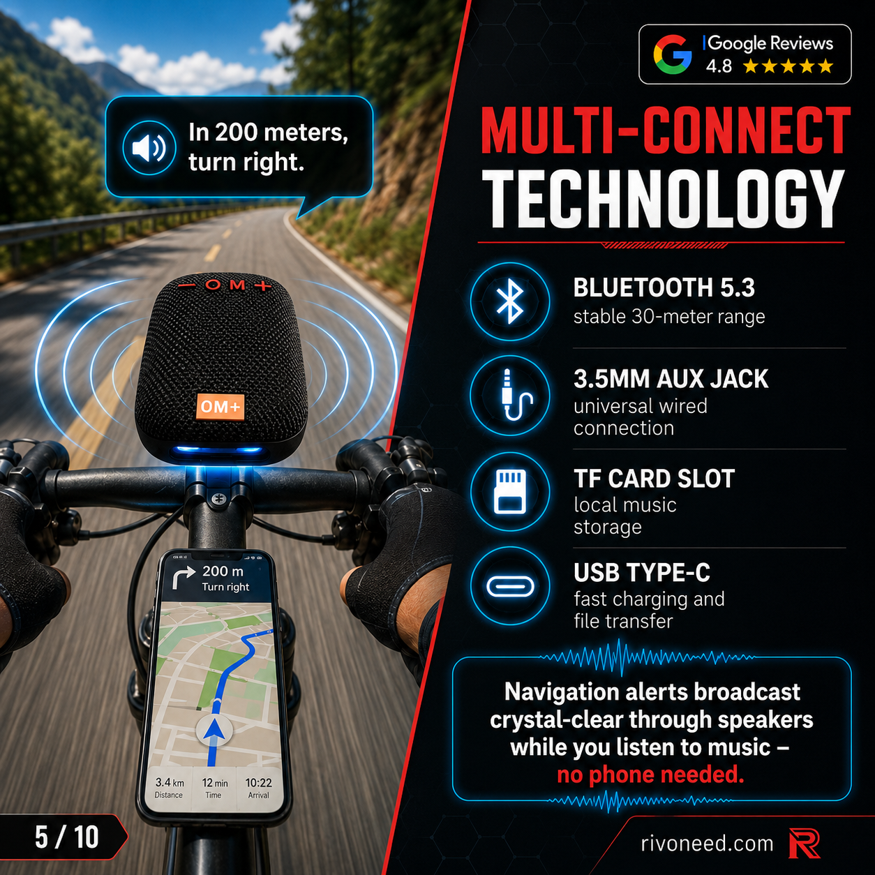 🎵Waterproof Bicycle Bluetooth Speaker with Mounting Bracket