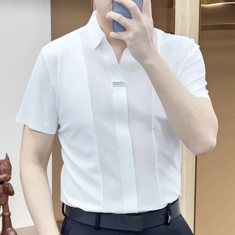 👔 affärsmässig avslappnad patchworkskjorta för män