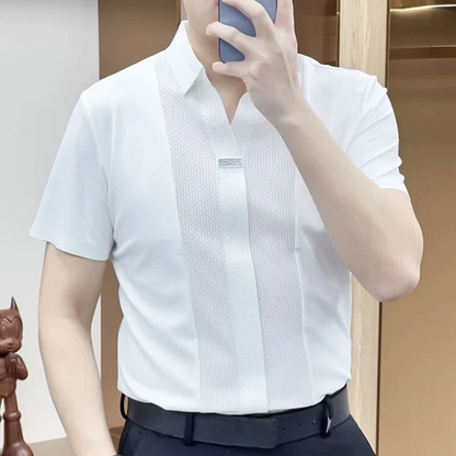 👔 affärsmässig avslappnad patchworkskjorta för män