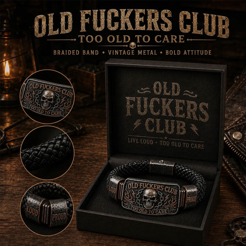 ☠️Old Fuckers Club Braided Leather Bracelet  | 2026 Limited Edition Vintage Bracelet