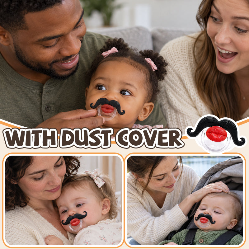 👶😜 Red Lips and Mustache Baby Pacifier – Fun Photo Prop for Cute Baby Snaps!