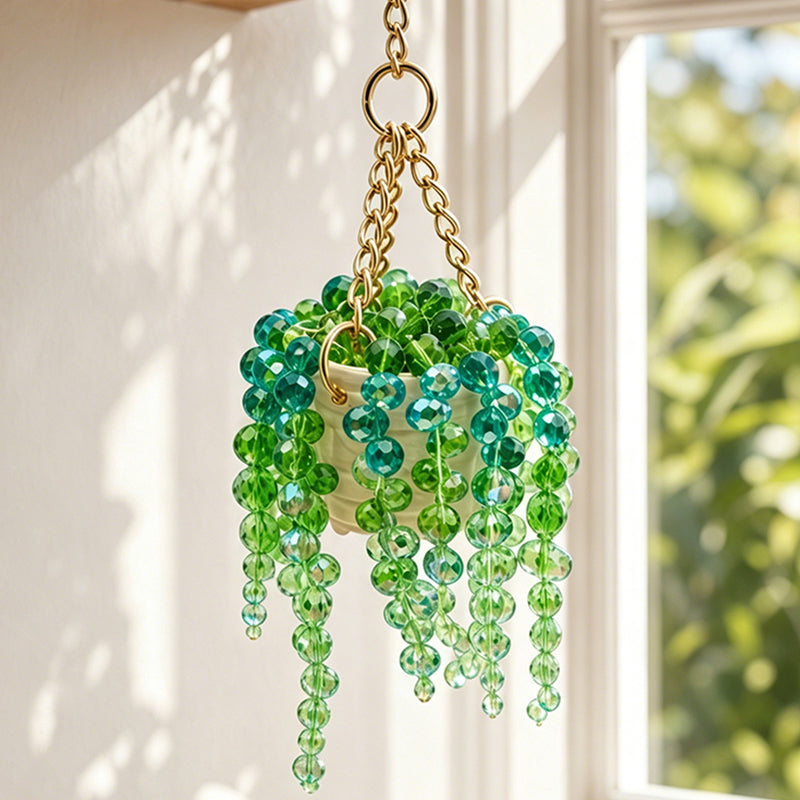 Sun-Kissed Beaded Succulent Hanging Decoration