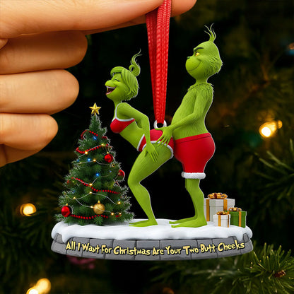 🎄 Styggt Grönt Par Julgranskulor – Julklapp 💚