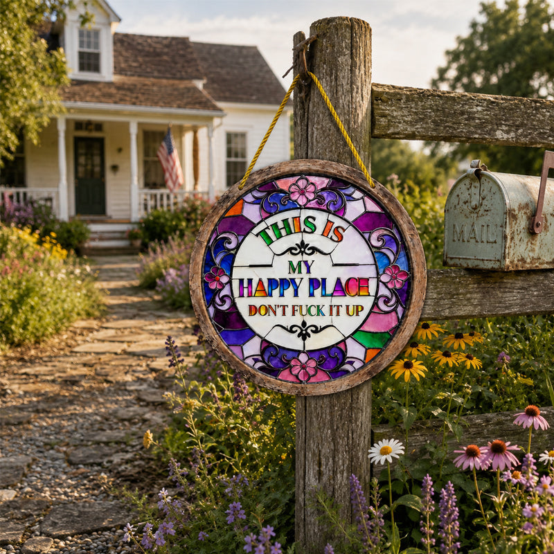 🌈Stained Glass Happy Place Hanging Decor🏡
