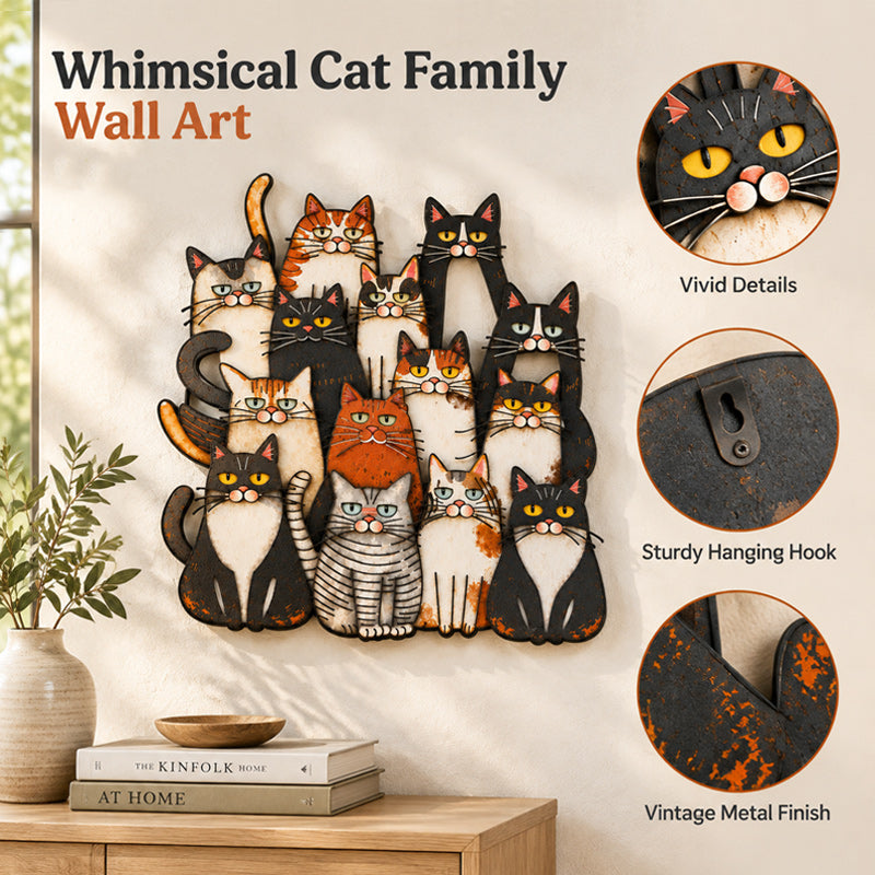 🐾Whimsical Cat Family Metal Wall Art