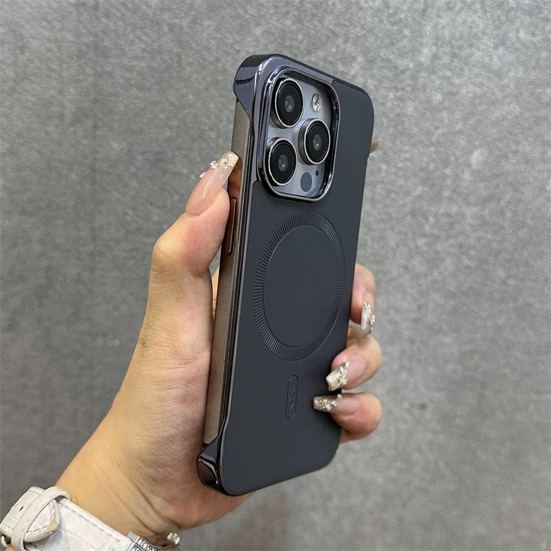 Ramlöst Läder Magnetiskt Elektropläterat Mobiltelefonfodral