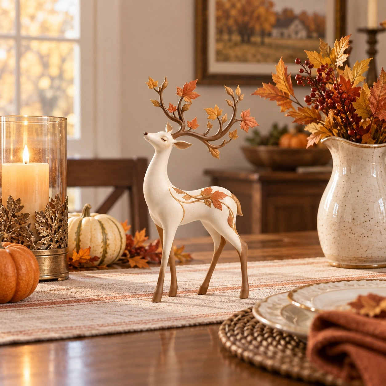 🍁Autumn Leaf Antler Deer Figurine🦌