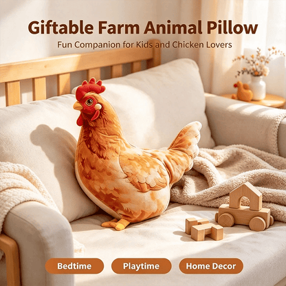 🐔 Chicken-Shaped Plush Pillow – Cute Realistic Hen Stuffed Animal & Cozy Home Decor Cushion ✨