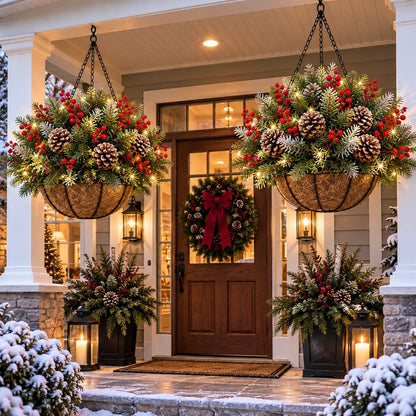 🎄 🏆Christmas basket with built-in lights |🎄 With built-in lights, weatherproof, and maintenance-free