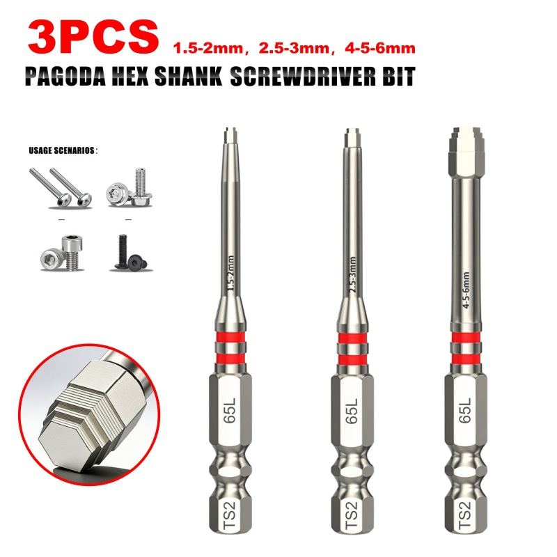 🔧  High-hardness, strong-magnet pyramid-shaped hex electric screwdriver bit – impact-resistant