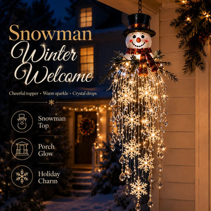 ❄️Crystal Cascade Christmas Lights – Hanging LED Veranda Decorations: Snowflakes & Crystals ✨