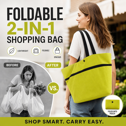 🛍️2-in-1 Foldable Shopping Cart  – Carry More, Roll Easier