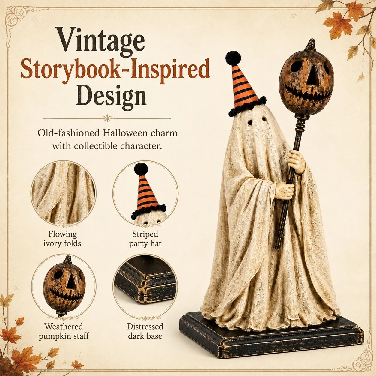 👻Lighted Vintage Ghost Figurine with Glowing Pumpkin Staff-🔥Buy 2 Get Free Shipping