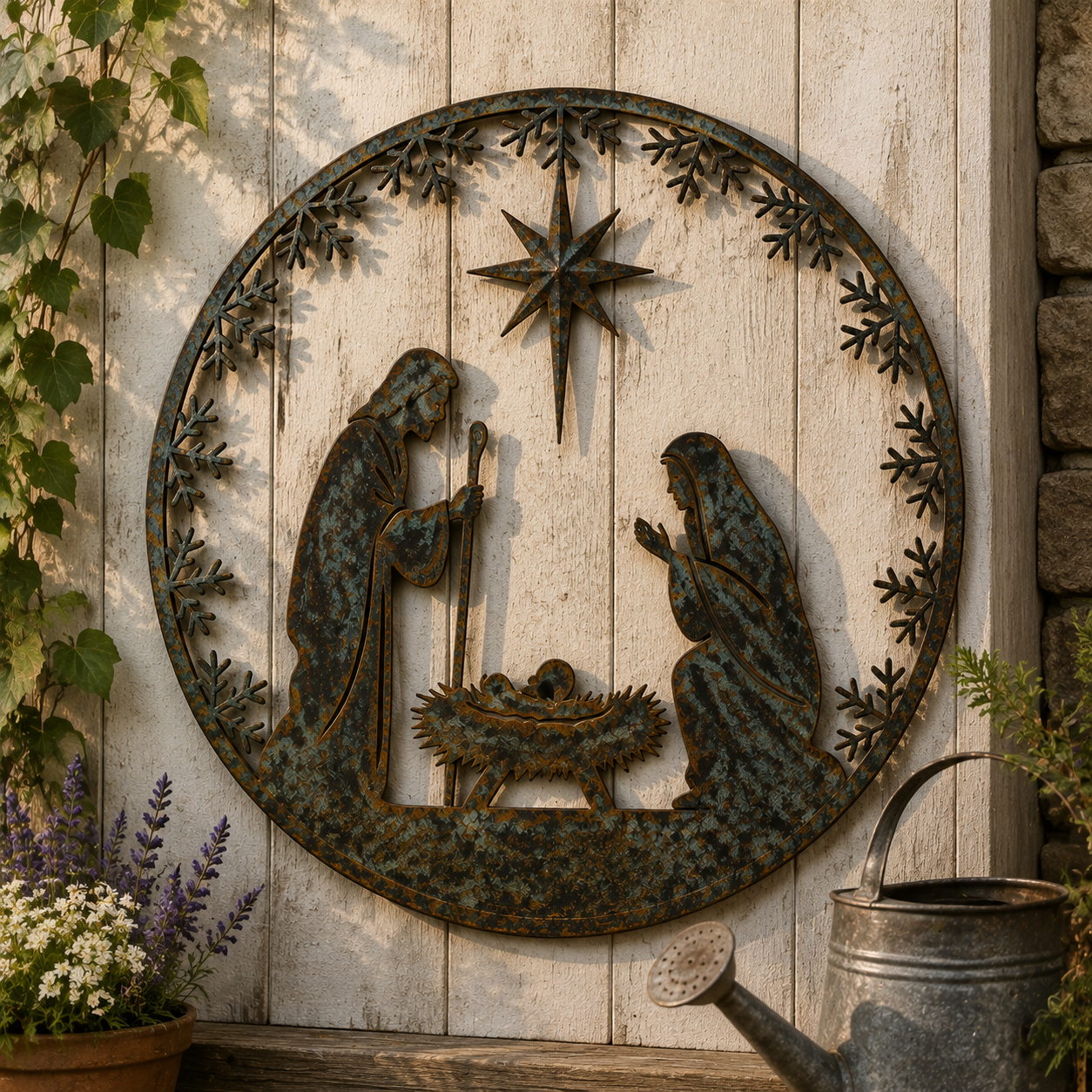 Nativity Scene Christmas Metal Wall Decoration