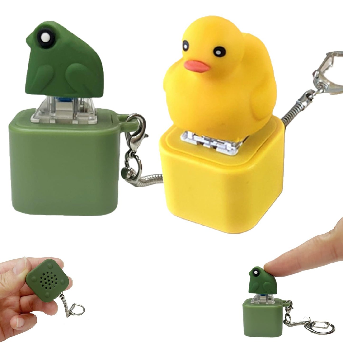 🐸Frog Croaking Fidget Toy - Rechargeable Frog Croaking Keychain, Frog Croaking Stress Reliever with Colorful Lights, Fun & Portable Anxiety Relief Toy