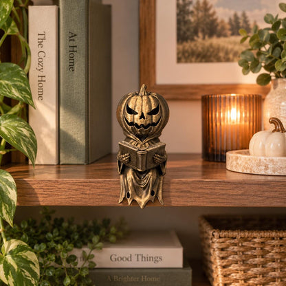 🎃Reading Pumpkin Shelf Sitter Cozy Halloween Bookshelf Decor for Book Lovers