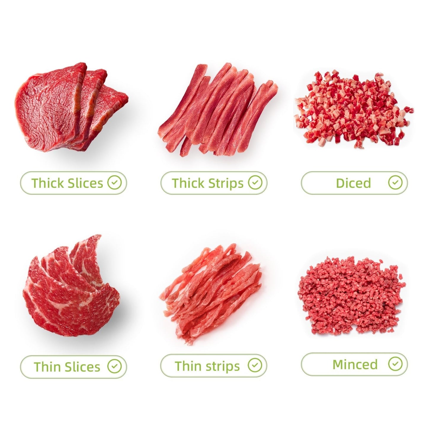 Köttskivare för färskt rått kött, justerbar tjocklek 2 eller 4 mm, 17-i-1 köttkniv i rostfritt stål kökskniv