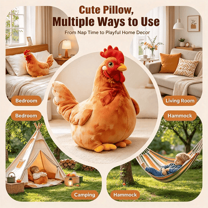🐔 Chicken-Shaped Plush Pillow – Cute Realistic Hen Stuffed Animal & Cozy Home Decor Cushion ✨