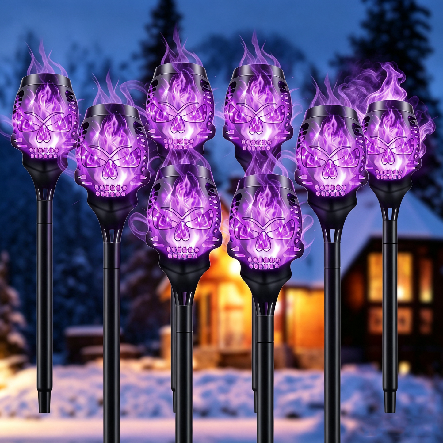🔥Halloween Solar-Powered Skull Flame Lights💀