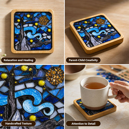 🎨DIY Mosaic Coaster Set – World-Famous Paintings Series: Handcrafted Creative Decal Artwork