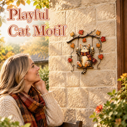 🍁Autumn Cat Metal Wall Decor🐱