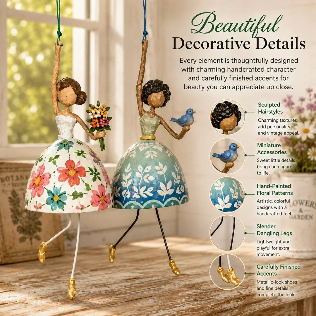 💃🌸 Whimsical Dancing Lady Hanging Ornament —  Let Your Space Dance