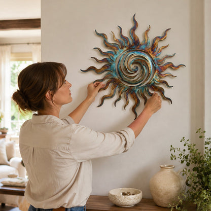 ☀️Swirl of Flames Sun Wall Hanging — Vintage Bohemian-style Metal Wall Decoration