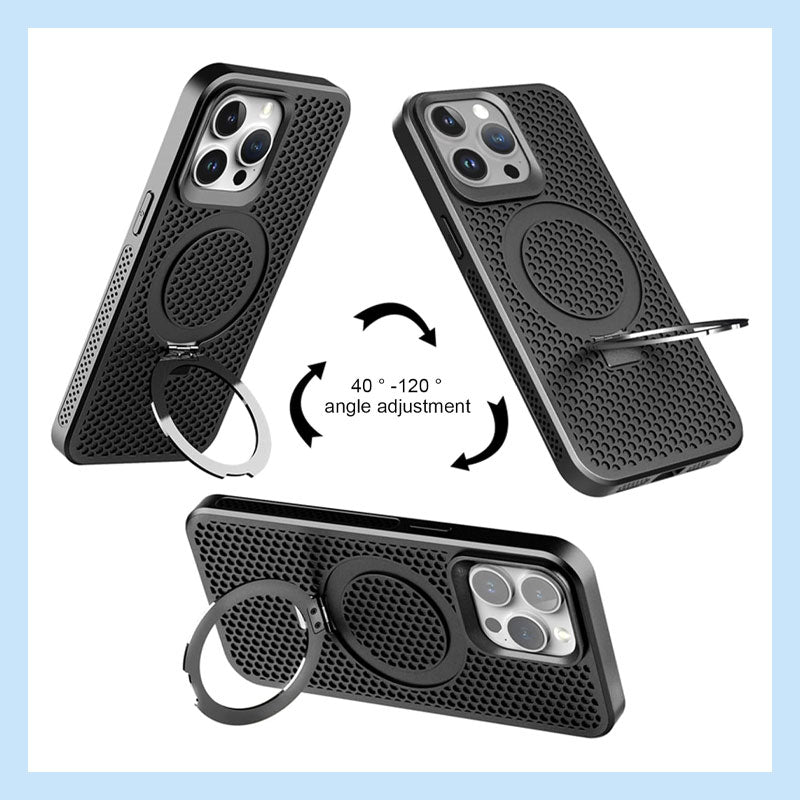 Honeycomb Hole Heat Dissipation Bracket Magnetic Mobile Phone Case