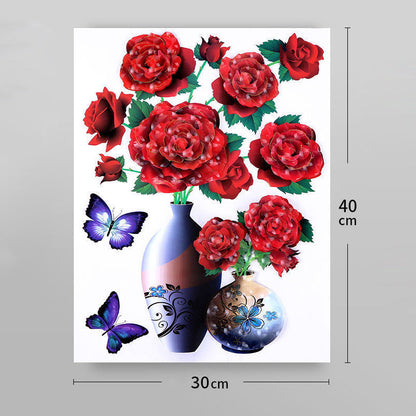 Väggklistermärke med 3D-simulering av vas