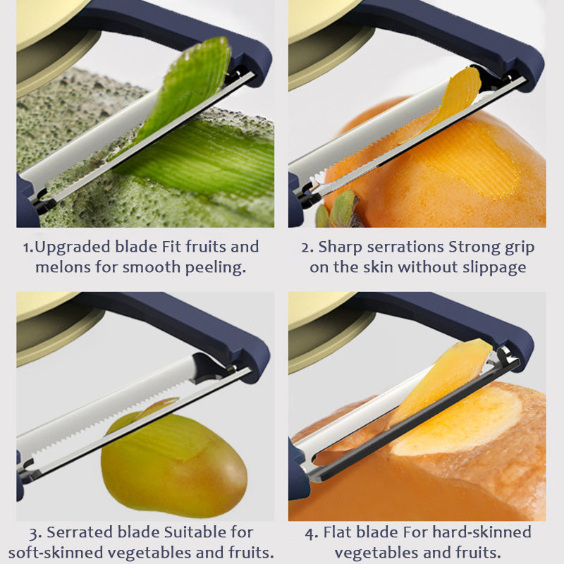 🥔 Multifunktionell roterande skalkniv i rostfritt stål | Enkel skalning av mjuka och hårda frukter & grönsaker 🍎