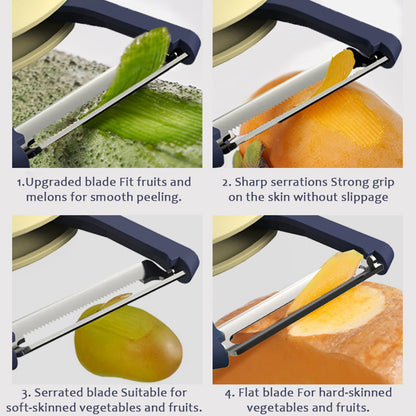 🥔 Multifunktionell roterande skalkniv i rostfritt stål | Enkel skalning av mjuka och hårda frukter & grönsaker 🍎